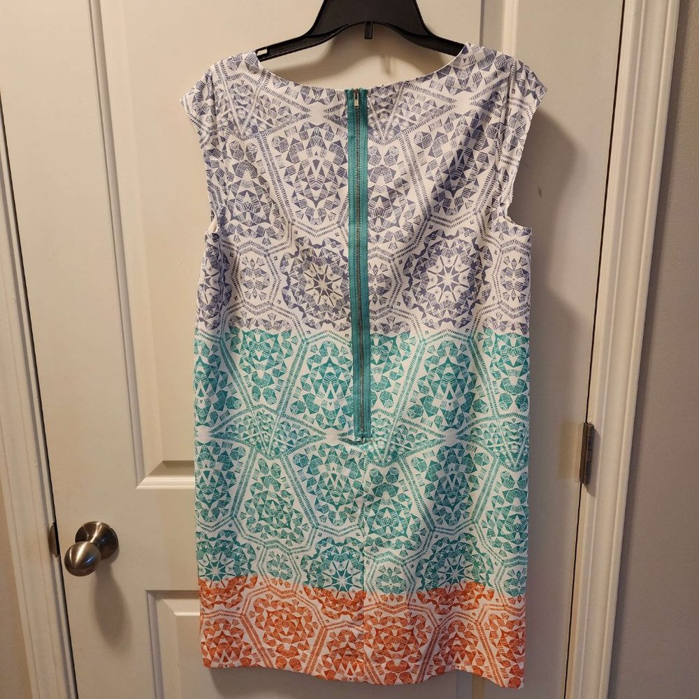 The Limited Blue, Teal and Orange Patterned Shift Dress - Picture 2 of 2